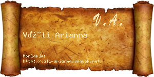 Váli Arianna névjegykártya